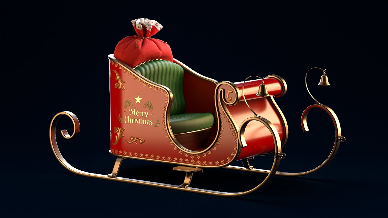 ☑️ 3D Santa Sleigh - Turntable 🎄 🎁