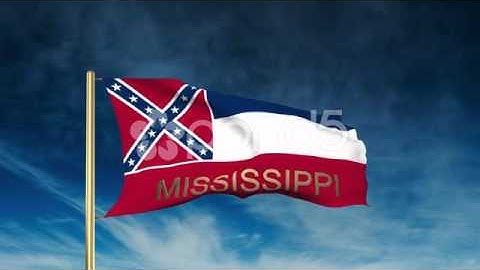 Mississippi Flag Slider Style With Title. Waving In The Wind With Cloud