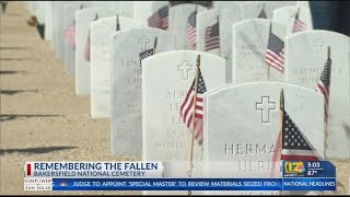 Cole's Comrades placed flags for fallen soldiers at Bakersfield National Cemetery