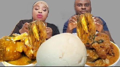 ASMR MUKBANG ASSORTED OGBONO SOUP WITH POUNDED YAM FUFU AFRICAN FOOD EATING......