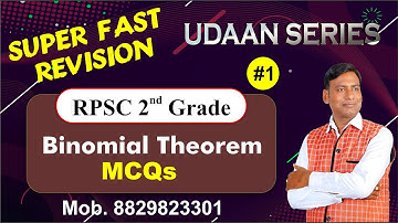 Binomial MCQ  | RPSC 2nd Grade Maths Super Fast Revision | UDAAN SERIES