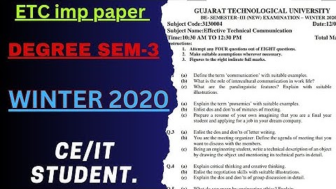 ETC ( WINTER 2020 ) gtu paper for degree sem 3. || study material ||.