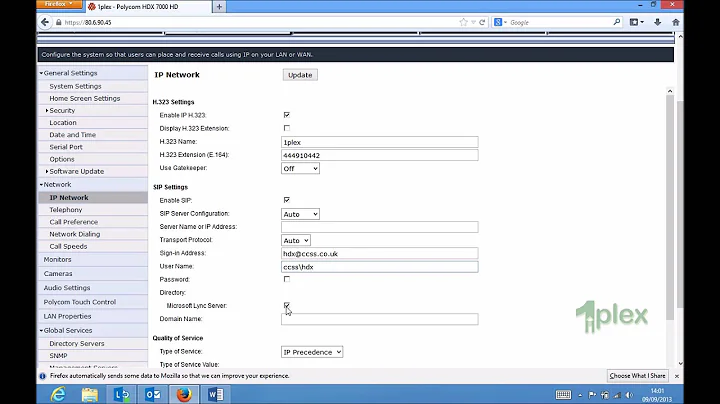 Configure Polycom HDX to connect to Lync 2013 and MS Exchange