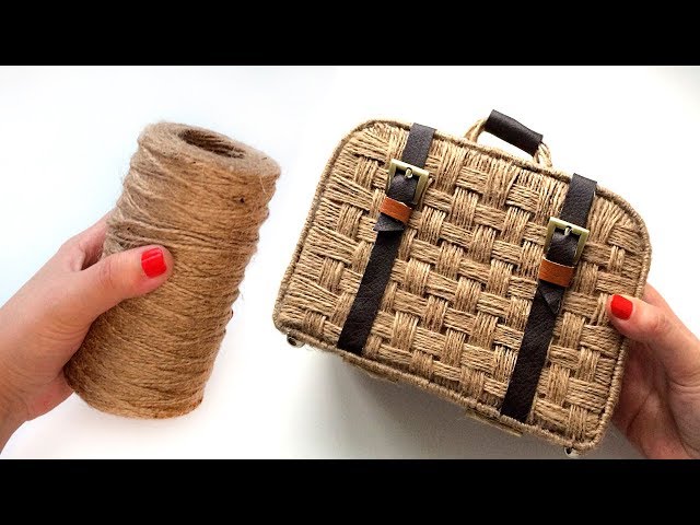 DIY Decorative Suitcase | Jute weaving | suitcase made of jute and cardboard