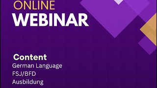 We are welcoming you all to the Webinar 😃|| so clear your doubts regarding FSJ/BFD, Ausbildung,..