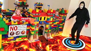 GIANT LEGO Fort Battle! Game Master Comes to Our Booby Trapped House!!