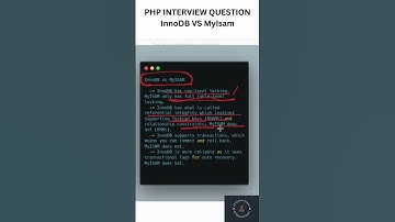 php interview question | InnoDB vs MyIsam | mysql engine