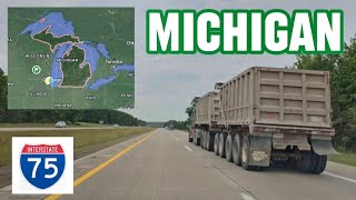 #27 4K Part 17. Highway drive. Michigan state.  Interstate 75 / I-75 S. July 2023