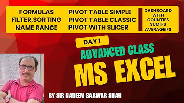 Excel Advanced Class Day-1 at Patel Hospital Karachi By Sir Nadeem Sarwar Shah