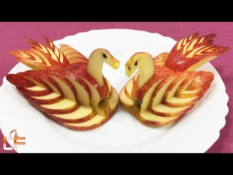 How to Make Apple Swan Garnish - Fruit Carving Video For Beginners