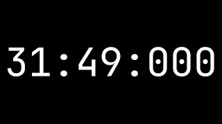 Countdown timer 31 minutes, 49 seconds [31:49:000] - White on black with milliseconds