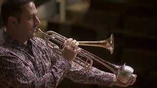 "Either or" by Rebecca Saunders for two double-bell trumpets
