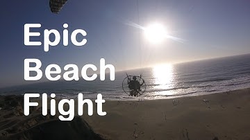 Epic beach paramotor flight at Half Moon Bay California