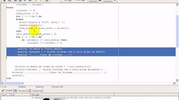 aula 1153 Algoritmos e Logica de programação   Exerc Vetor Notas Media Melhorado Pascal