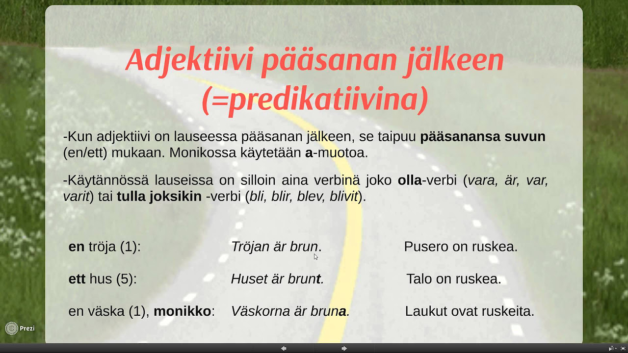Update Ruotsin kielioppia: Adjektiivin taivutus