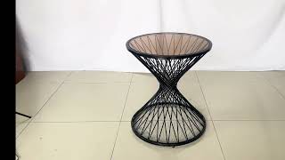 Elegant Coffee Table with Round Sintered Stone Top for Villa Living Room