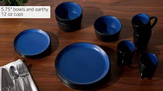 Stone Lain 16/32 Pieces Round Best Blue Dinnerware Sets