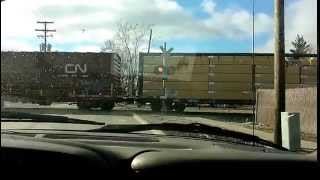 CN 9637 FREIGHT TRAIN GOIN BACKWARDS IN EFFINGHAM ILLINOIS