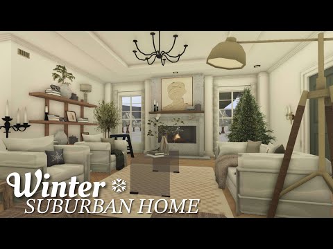 Bloxburg: Winter Suburban Home | Interior Speedbuild | Roblox Bloxburg
