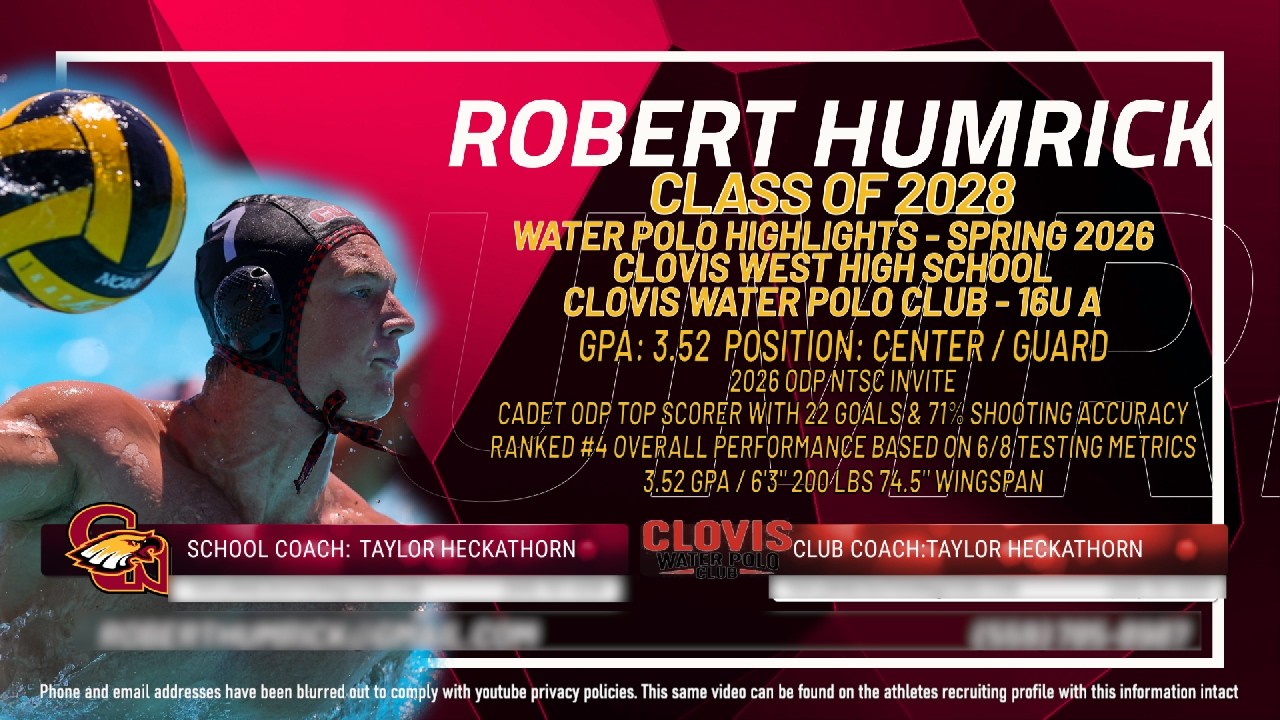 Robert Humrick - Water Polo Highlights - Spring 2026