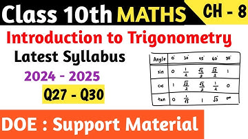Class 10 Maths Chapter 8 Introduction to Trigonometry DOE Support Material | Q27 - Q30