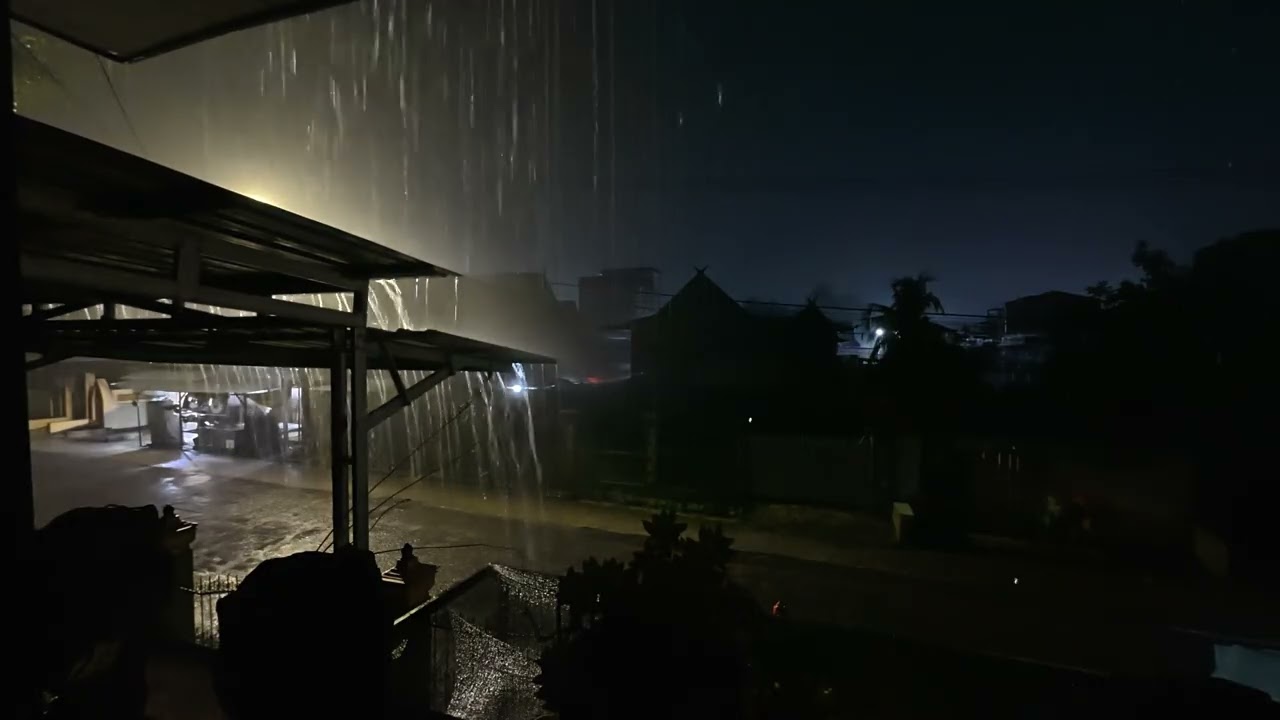 10 Hours of Heavy Rain & Thunderstorm at Night | Rain on the Roof for Deep Sleep & Stress Relief