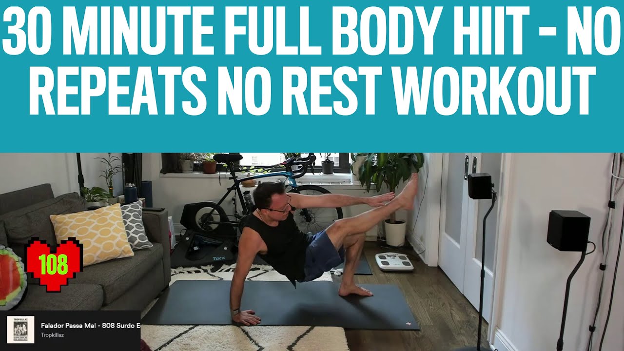 30 MINUTE FULL BODY HIIT - NO REPEATS NO REST WORKOUT - NO EQUIPMENT ...