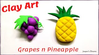 Easy Clay Art Fruits | Miniature Grapes Pineapple | Play Dough Miniature Crafts | Simple Tutorial