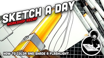 How to draw and color a flashlight with markers like an industrial designer