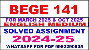 bege 141 solved assignment 2024-25 | bege 141 solved assignment in english 2025 | bege 141 2024-25