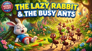 The Lazy Rabbit and the Busy Ants | 3D Animated Moral Story for Kids ⭐ | #kidsstory #kids #youtube