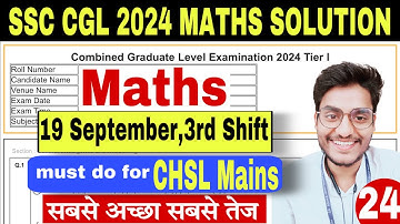 Set-24- SSC CGL 2024 Maths Solution by Rohit Tripathi- Most Imp for CGL & CHSL Mains Exam
