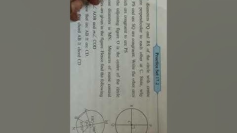 Class :  8th,  Sub  :Maths  ,Topic : Circle: Chord and Arc , Practice  Set 17.2  , Q.1(Part1)