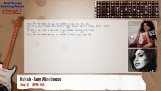 Video thumbnail of "🎸 Rehab - Amy Winehouse Guitar Backing Track with chords and lyrics"