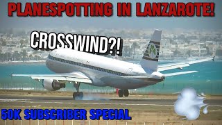 CRAZY WINDY LANDINGS AT LANZAROTE! Plane Spotting Arrivals Only 9/4/24 | 50K Subscriber Special
