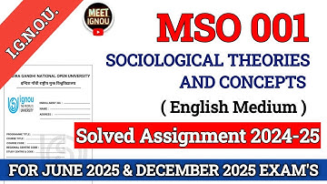 MSO 001 Solved Assignment 2024-25 // Sociological Theories and Concepts // #mso001_assignment #mso