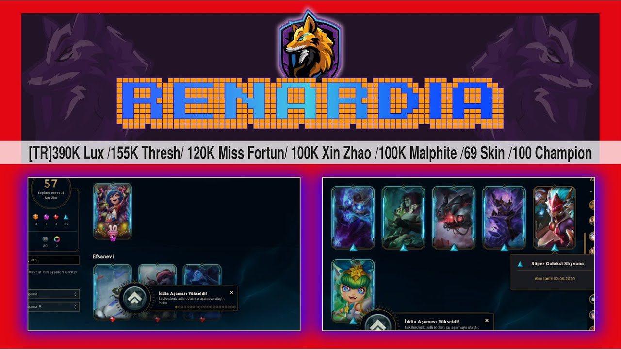 REN#67 League of Legends | [ CHEAPEST RP TR ] 69 Skin 100 Champion 155K ...