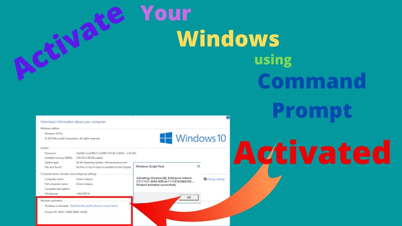 change windows 10 pro activation key command prompt