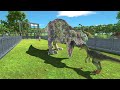 RAINBOW T-REX FIELD TRIP TO JURASSIC WORLD - Animal Revolt Battle Simulator