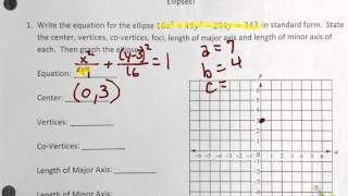 ADHS PreCalc - Ellipses Practice Quiz