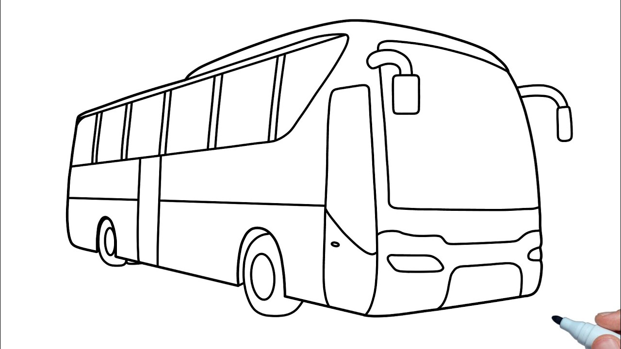 How to draw a Bus easy step by step | Drawing bus tutorial - YouTube