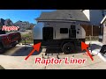 Our homemade offroad camper gets a FINE Raptor Liner finish with a Harbor Freight HVLP gun