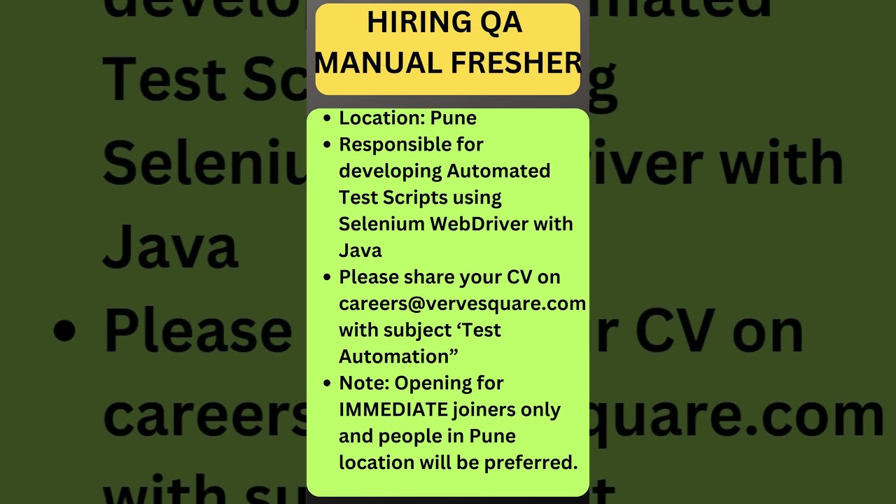 Testing Jobs | QA Fresher Jobs | Rd Automation Learning