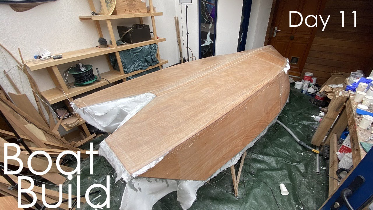 Sanding and fairing the Hull Building a plywood boat LIVE DAY 11