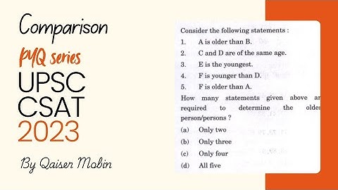A is older than B.. | Comparison | Logical Reasoning | CSAT PYQ SERIES 2023 | CSAT full course