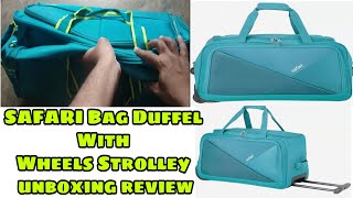 SAFARI bag 26 inch/63cm Expandable PRET 64 TEAl RDFL Duffel With Wheels Strolley unboxing review