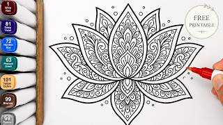 Relaxing Lotus Mandala Coloring Alcohol Marker ASMR
