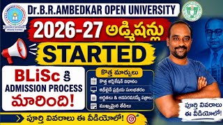 🔥Admissions Started 2026-27 Dr.B.R.Ambedkar Open University  #blisc #openddegree #openpg #braou