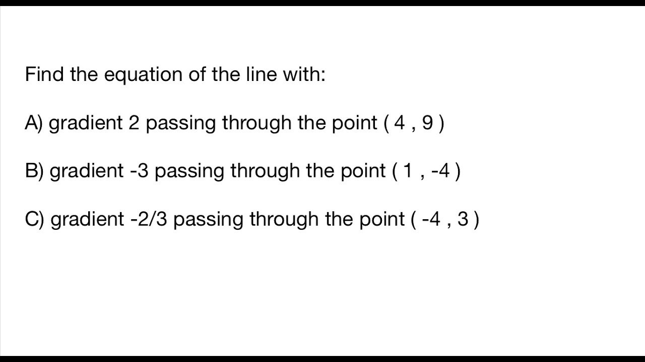 Examples of an Equation of a Straight Line - Part 1 - YouTube