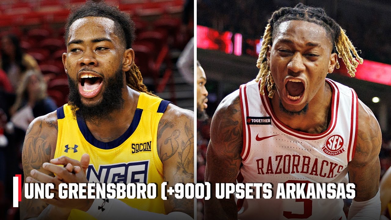 🚨 UPSET ALERT 🚨 UNC Greensboro (+900) defeats No. 14 Arkansas 😱 | ESPN College Basketball